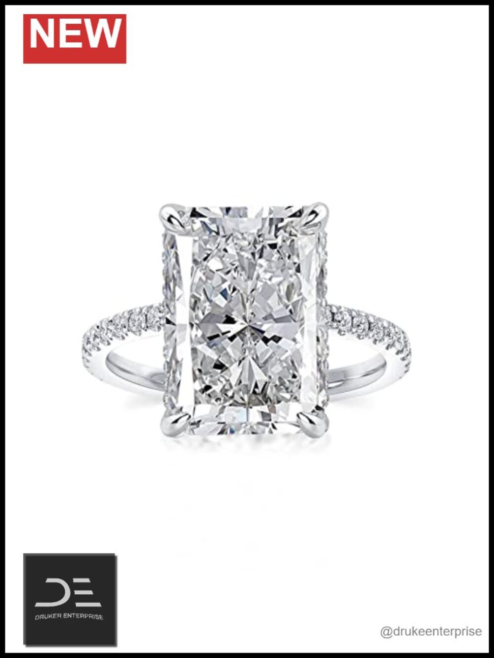 Sterling Silver Radiant Cut Promise Ring Cubic Zirconia 925